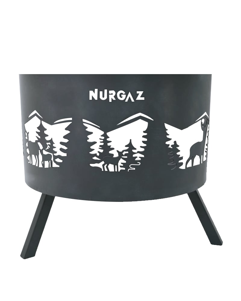 NURGAZ ORMAN ŞÖMİNESİ GEYİK DESEN IZGARALI