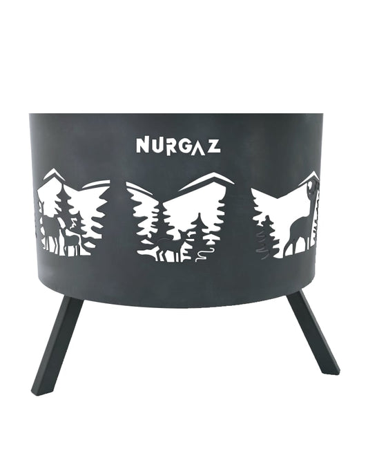 NURGAZ ORMAN ŞÖMİNESİ GEYİK DESEN IZGARALI